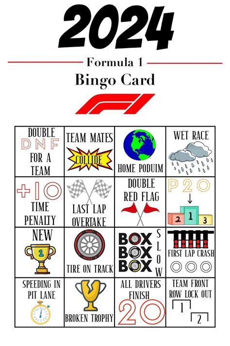 FORMULA E Bingo Card.